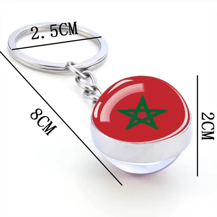 Porte-clés drapeau africain, algérie, somalie, tunisie, maroc, egypte, drapeau National, pendentif boule de verre Double face, cadeau