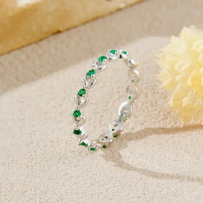 ANDYWEN – bague Vintage en argent Sterling 925, ligne creuse, Zircon vert, bijoux de luxe de Style rétro pour femmes, cadeau de fête et de rencontre