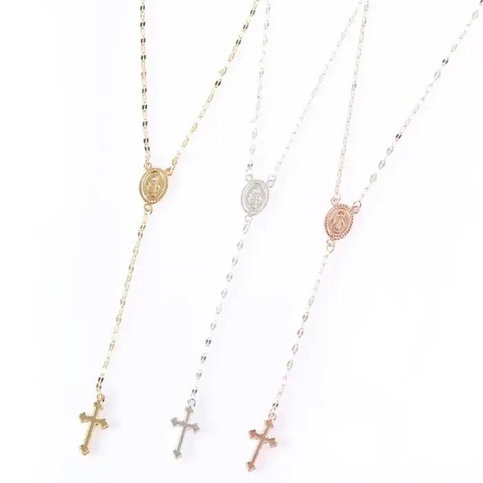 Collier avec pendentif chapelet religieux pour femmes, Vintage, croix chrétienne, bohémien, breloque, bijoux à la mode, cadeaux, nouvelle mode 2026