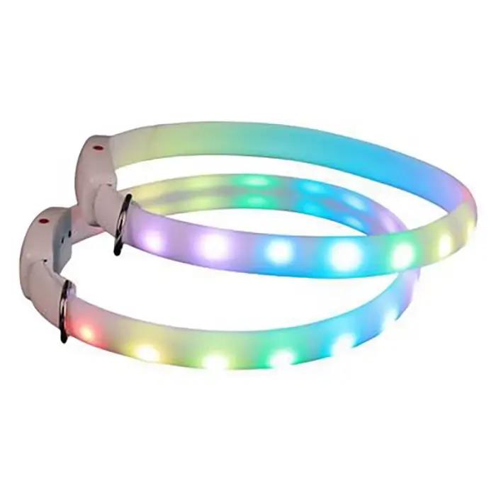 Collier de chien Rechargeable USB avec boucle D, lumière LED, collier lumineux de sécurité nocturne pour animaux de compagnie, collier clignotant lumineux, harnais Anti-perte