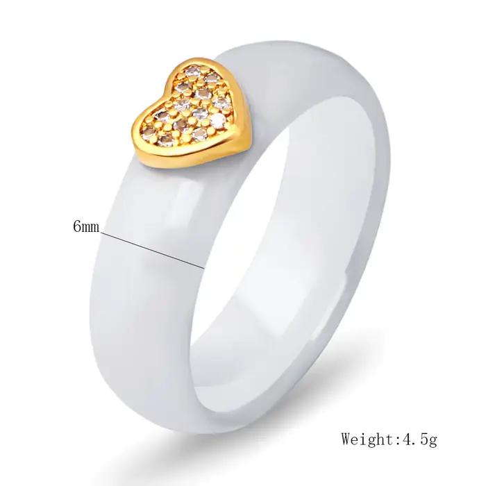 Bagues en céramique en acier inoxydable, noir et blanc, coeur d'amour, cubique, bijoux de fête européens