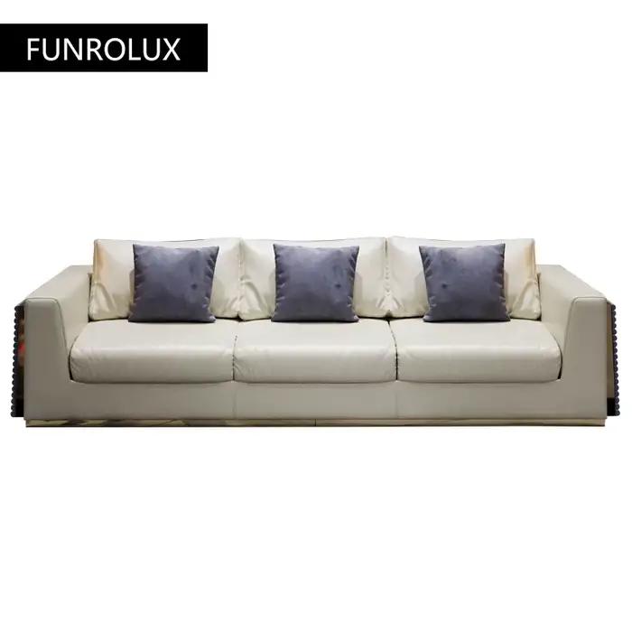 Canapé en cuir Cirhide première couche moderne, salon, combinaison complète, petit acide moderne, meubles en cuir 1 + 2 + 3