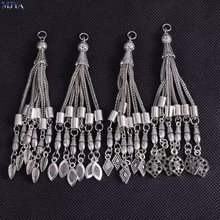 Pendentif long à pompon MJYA, breloque décorative ethnique pour la fabrication de bijoux, fournitures et accessoires pour la fabrication de chapelets religieux DIY