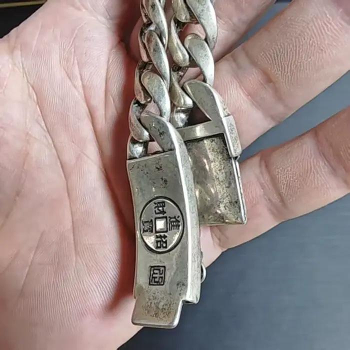 Bracelet pour homme en argent vieilli