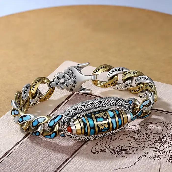 HX nouveau Guochao hommes Bracelet personnalité rétro transfert rotatif neuf yeux perle Bracelets haut de gamme cadeau bijoux de mode