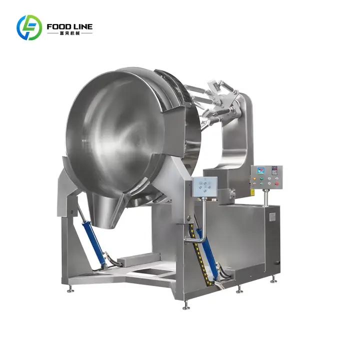Marmite de cuisson électrique commerciale à double enveloppe de 50, 100, 200, 300, 400, 500, 600 litres avec agitateur pour aliments, personnalisable