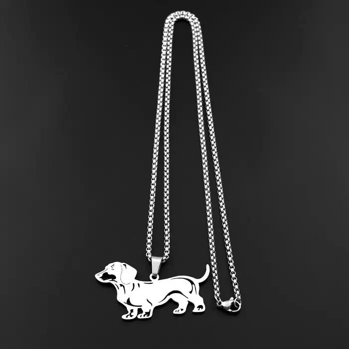Collier pendentif Doxie Sausage Dog pour femmes et hommes, en acier inoxydable, collier adorable en forme de Teckel Long Doggie Low Rider, bijou cadeau