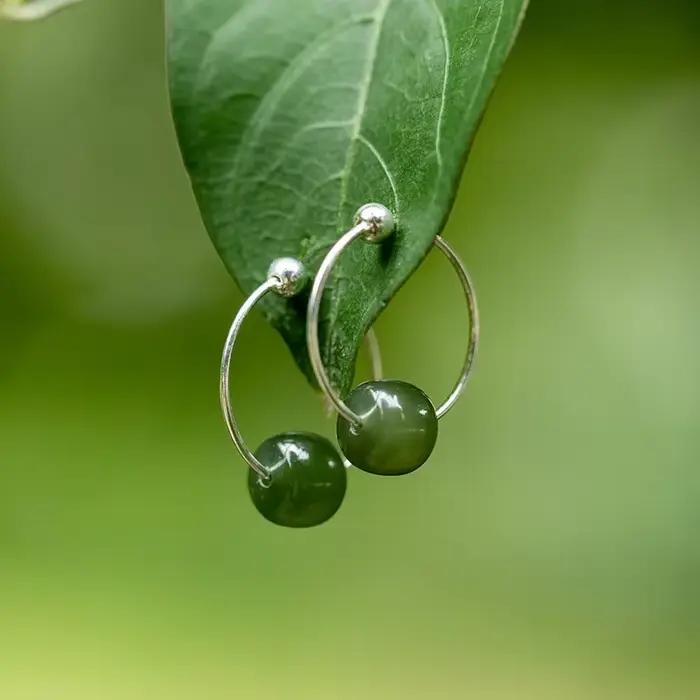 Boucles d'oreilles en Jade pour femmes, accessoires de styliste chinois, pierre naturelle porte-bonheur, bijoux à la mode, pierres précieuses, amulette, breloques