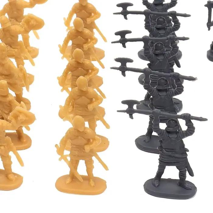 25/50 pièces Figurines de Chevaliers Médiévaux Dorés/Gris en Plastique, Mini Guerriers en Gros pour Diorama, Décoration de Scène, Jouet YMY
