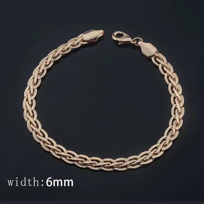 Bracelet pour femmes et hommes, chaînes, bijoux couleur or Rose 585.