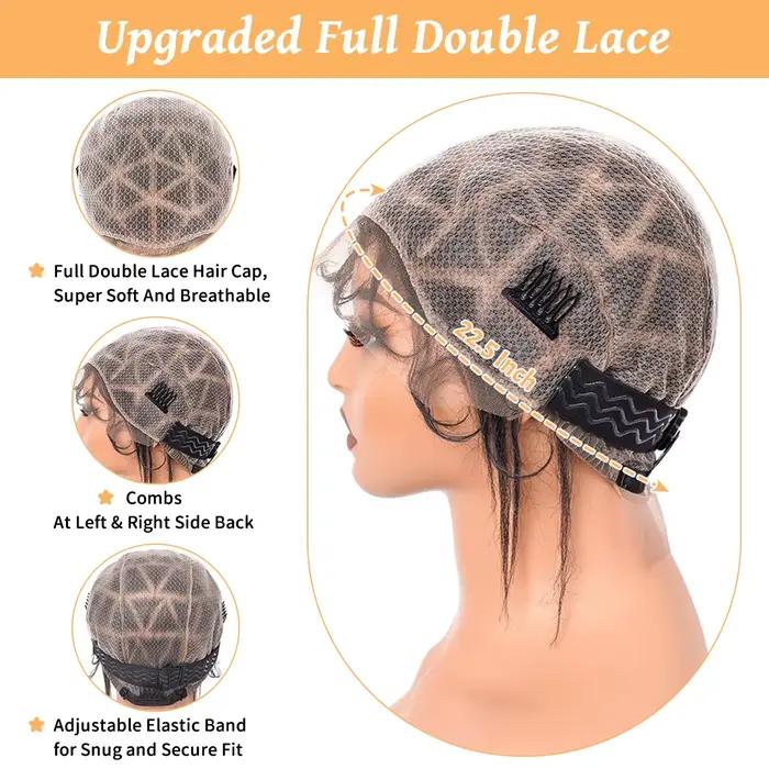 Bonnet de perruque tressé avec cheveux de bébé pour femme, bonnets de perruque au crochet en dentelle double Full Hd, bonnets de perruques au crochet pour femmes