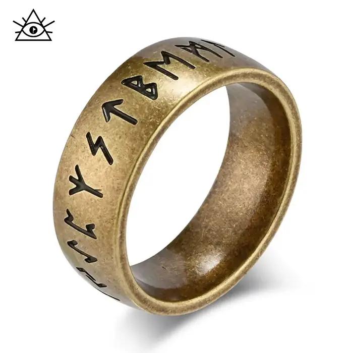 Bague en acier inoxydable avec texte Viking nordique