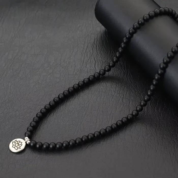 Collier en pierre naturelle pour homme, 20 amarans, court, bouddha anni, fleur, collier de méditation, hip hop, rock, accessoires, zones me, nouvelle mode
