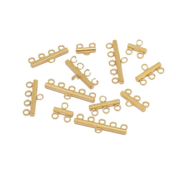 10 pièces en acier inoxydable couleur or Multi brin colliers Bracelets fermoirs pendentifs connecteurs 4 cerceaux boucles d'oreilles à breloques résultats