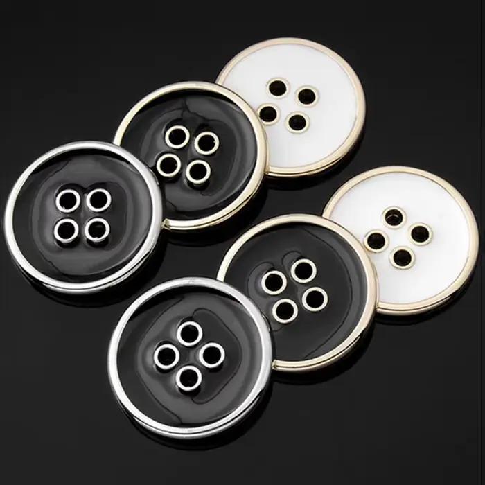 Boutons de manchette de costume en métal or noir blanc, boutons de chemise ronds pour vêtements manteau couture accessoires artisanaux faits à la main