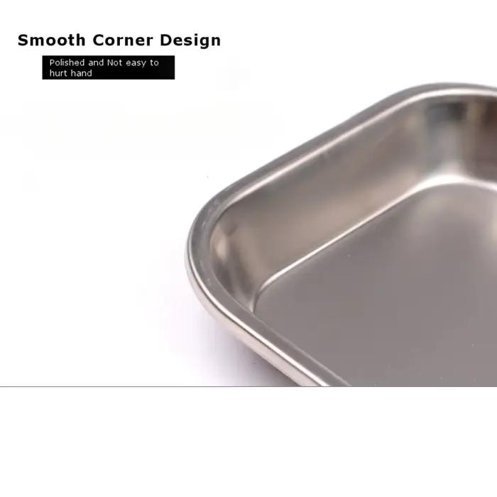 Plateau de cuisine carré en acier inoxydable, plateau de rangement, outil médical dentaire, tatouage des ongles, dispositif médical dentaire, fournitures, plateau plat 1/2 pièces