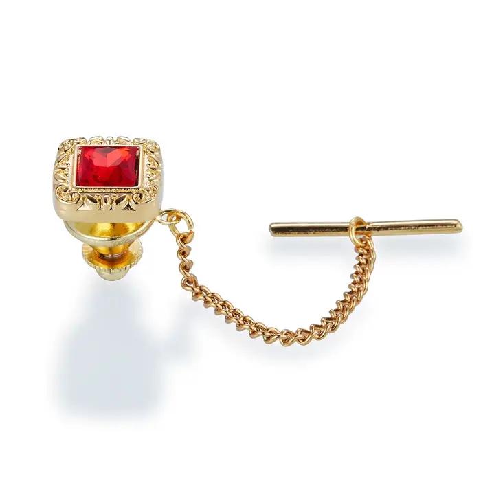 Nouveau Épingle à cravate pour hommes d'affaires Banquet de mariage quotidien couleur or exquise boucle de verrouillage en cristal