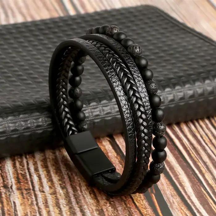 Bracelet en Cuir Tissé à la Main pour Homme
