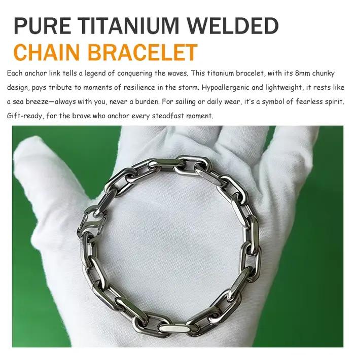 Bracelet chaîne ancre en titane pour hommes | Conception épaisse de 8 mm | Hypoallergénique et léger | Sac cadeau inclus