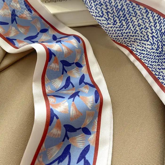 Écharpe fine en soie, bandeau élégant, foulard décoratif, longue bande polyvalente, attache pour cheveux, ruban de fixation pour sac, accessoire de mode pour cheveux