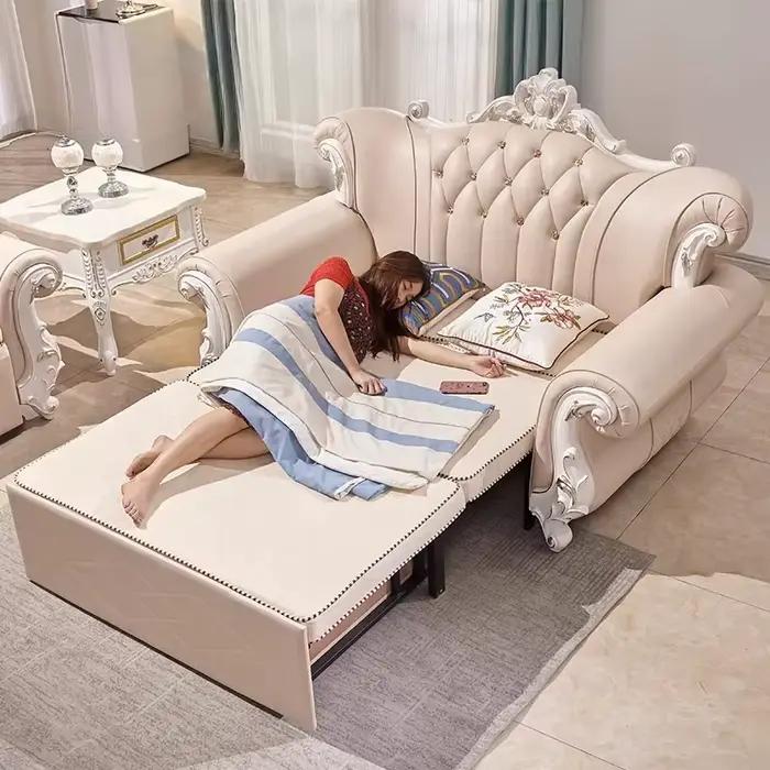 Canapé-lit en cuir multifonctionnel pour salon, canapé double classique, divano soggiorno pour couples, mobilier de maison de style européen