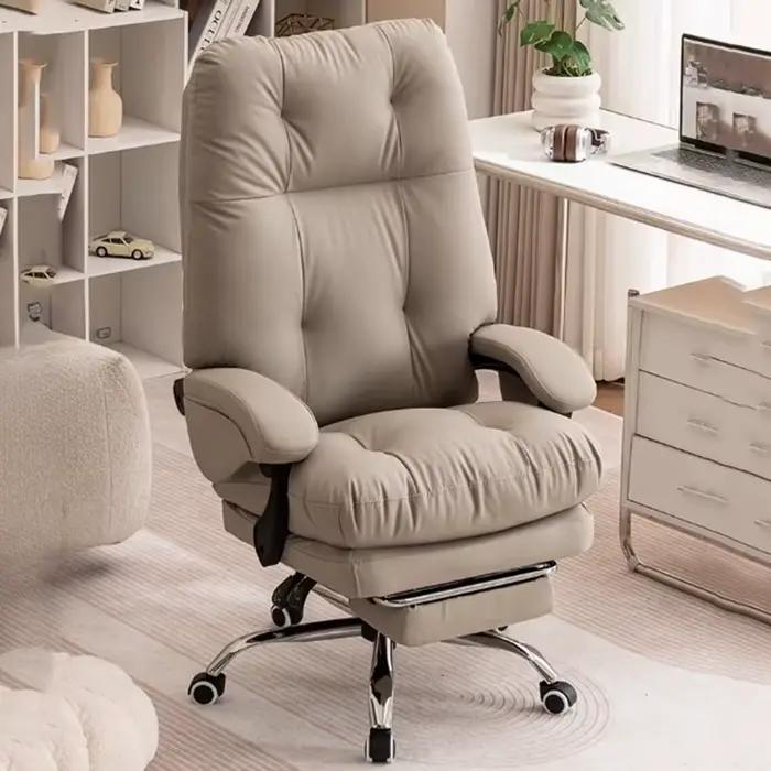Chaise De bureau à domicile en cuir ergonomique moderne Mobile salon chaise De bureau chambre moelleuse Cadeira De Escritorios accessoires De meubles
