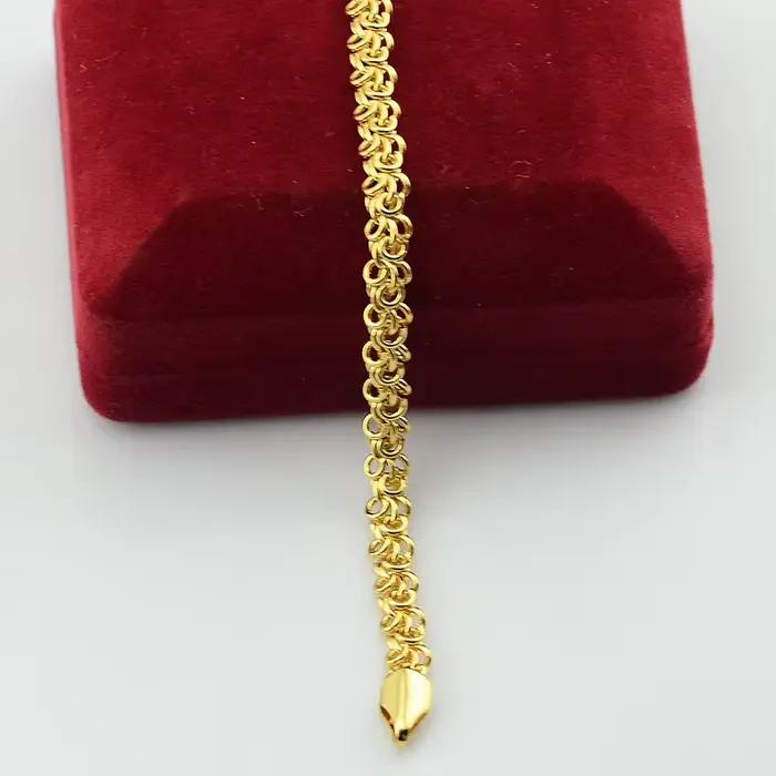 Mode longue hommes femmes unisexe ensemble de bijoux couleur or jaune chaîne collier Bracelets ensemble Helix Style