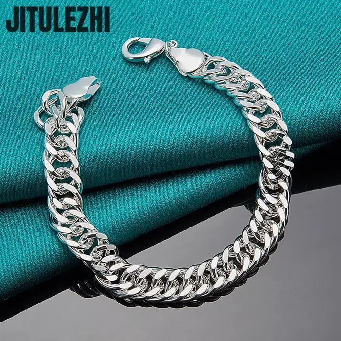 Bracelet cubain en argent regardé 925 pour homme