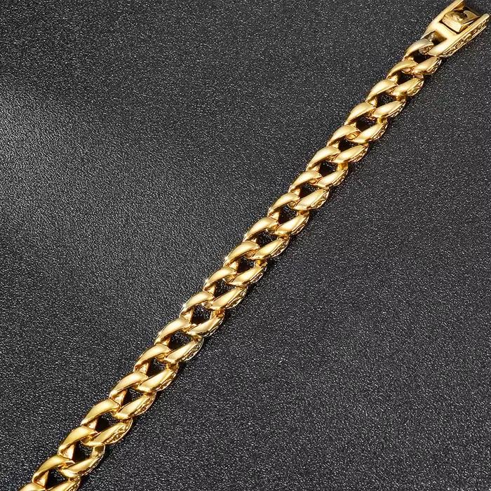 Bracelet de luxe en acier inoxydable couleur or pour homme, largeur 12 mm, chaîne de poignet homme, bracelet homme, bijoux pour petit ami, cadeaux