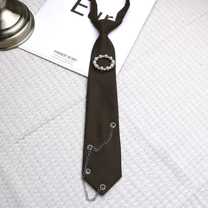Décoration de chaîne de perles, pas besoin de nouer, style JK pour filles, style universitaire, simple et tendance, accessoires de chemise polyvalents