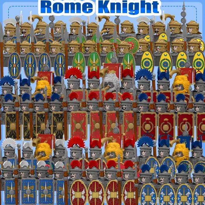 MOC série médiévale chevaliers romains légion cavalerie blocs de construction château militaire soldat figurines bouclier épée briques jouets cadeaux