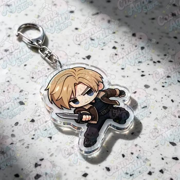 Porte-clés en acrylique de dessin animé Leon S. Kennedy pour accessoires