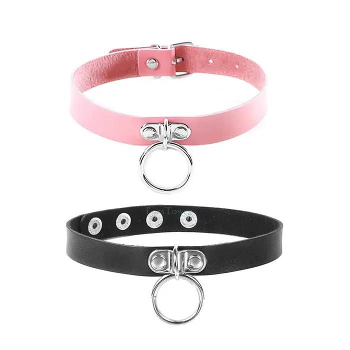 Rock Sexy Cool gothique collier Steampunk collier femmes hommes Sautoirs en cuir Goth Punk collier ras du cou boucle ronde collier épais