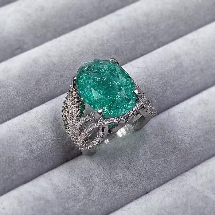 Bague à quatre griffes en argent 925, haute définition, classique, rétro, coloré, en zircon ovale, cadeau d'anniversaire, bijoux de fête