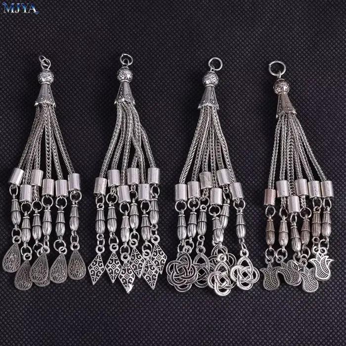 Pendentif long à pompon MJYA, breloque décorative ethnique pour la fabrication de bijoux, fournitures et accessoires pour la fabrication de chapelets religieux DIY