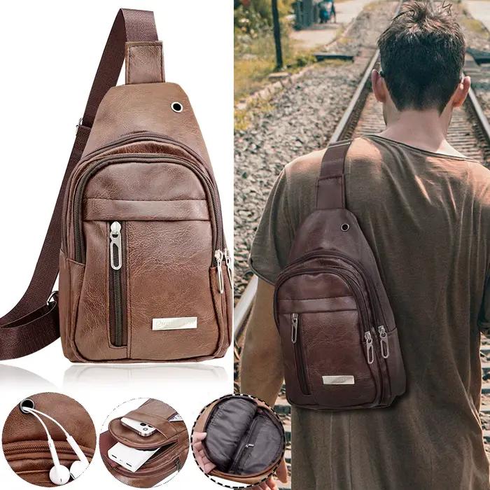 Nouveau sac de poitrine en cuir pour hommes multifonctionnel décontracté mode messager sac à bandoulière pour les Sports de plein air polyvalent sac à bandoulière