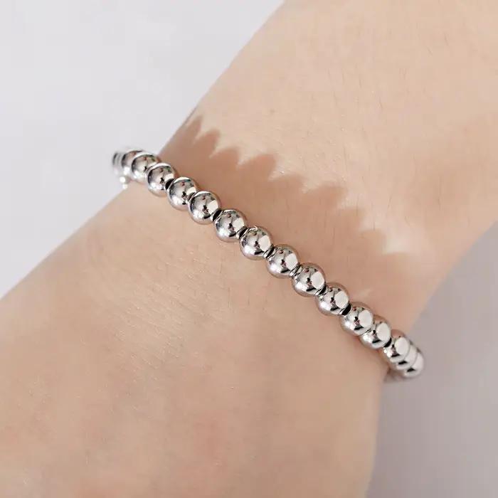 Bracelet Classique en Perles de Bronze pour Homme et Femme, Accessoire en Cuivre et Métal Fait à la Main, 4/5/6/8mm