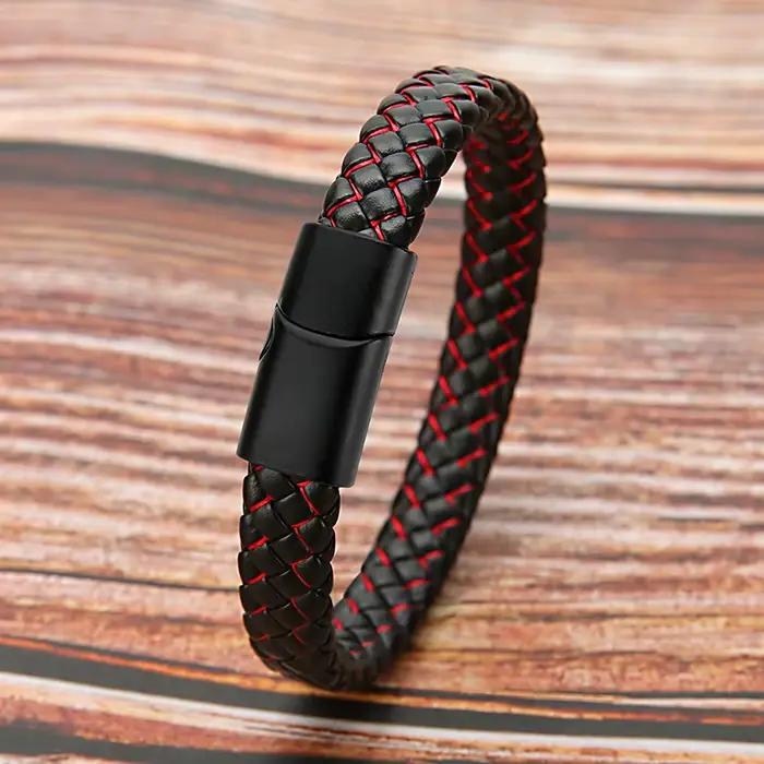 Mibrow – Bracelet en cuir tressé Vintage pour hommes et femmes, fermoirs magnétiques en métal, breloque Punk, bijoux à la mode