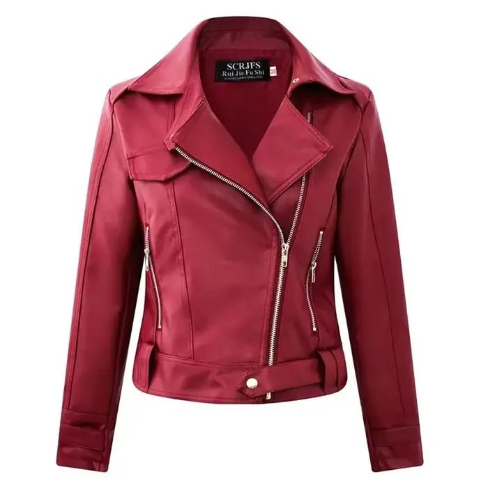 Veste de moto en cuir PU pour femme, manteau Slim et polyvalent, à la mode, nouvelle collection printemps-automne 2025