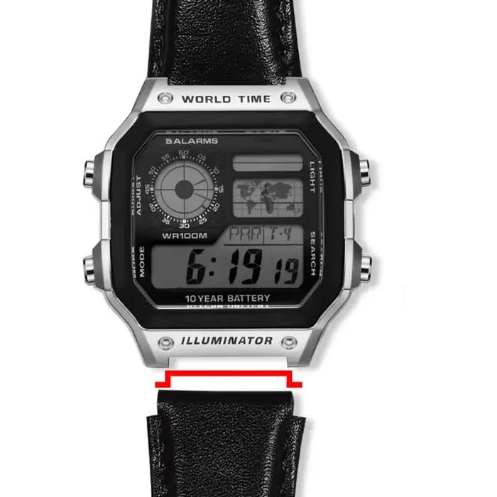 Pour Casio rétro petit carré A159W-N1 A158WA A168 A159 AE1200 AQ230 700 bracelet de montre en cuir véritable convexe 18mm bracelet intelligent
