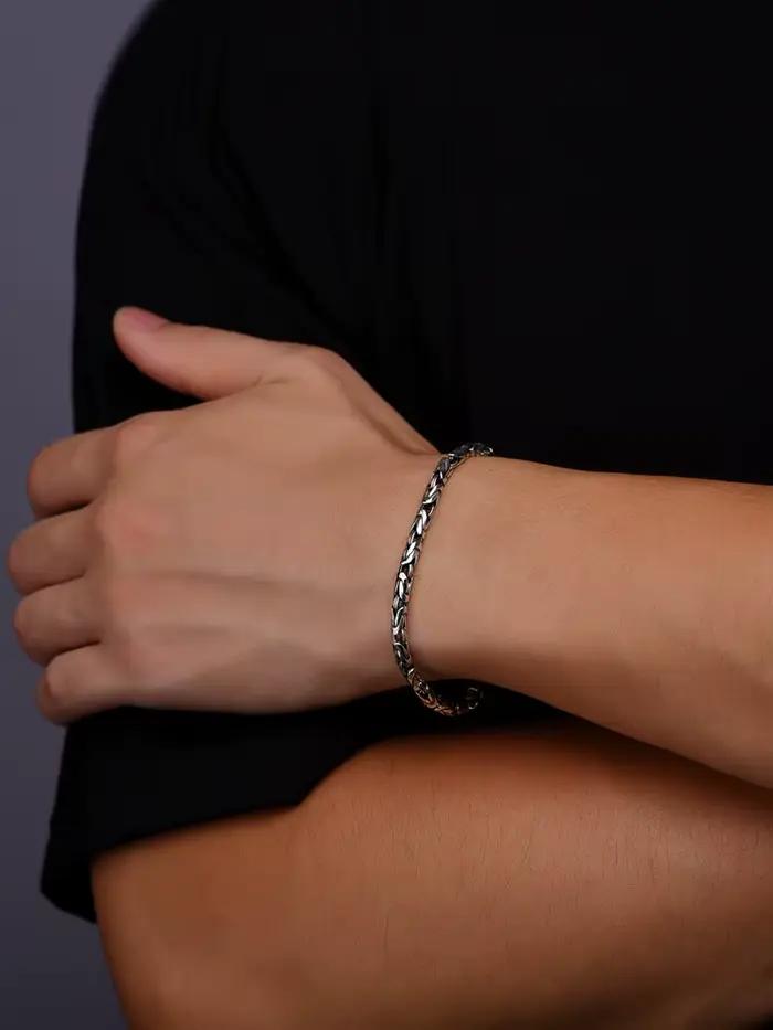 Nouveau Bracelet Homme Vajra en Argent Thaïlandais 925, Style Rétro Vieilli, Tendance, Personnalité, Unisexe, Haute Joaillerie