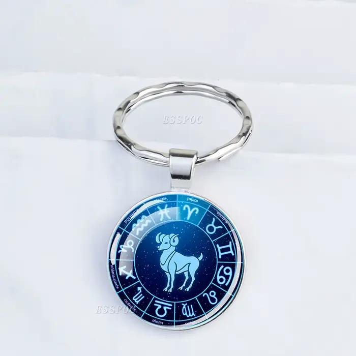 Porte-clés en métal signe du zodiaque, 12 constellations, Lion, Vierge, Vèbre, Scorpion, Sagitchlore, pendentif us, porte-clés, cadeaux, mode