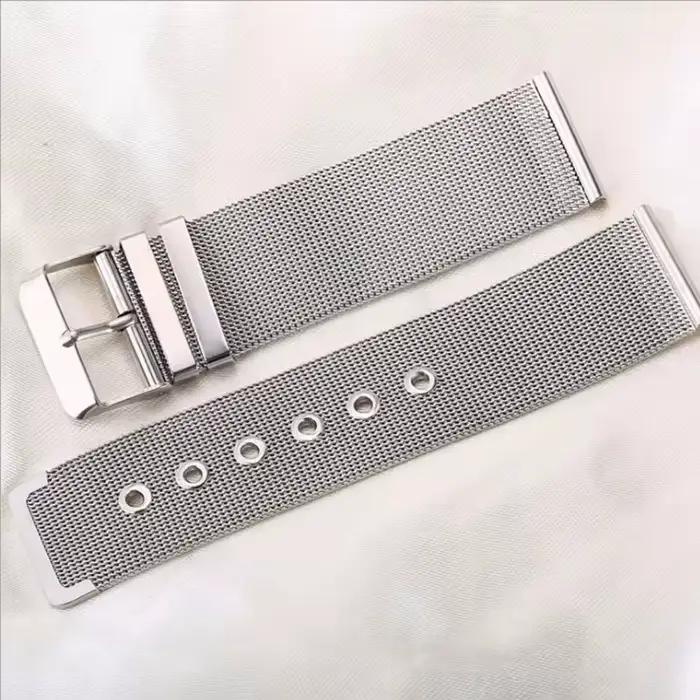 Bracelet de montre en acier inoxydable pour hommes et femmes, 12mm 14mm 16mm 18mm 20mm 22mm 24mm, maille argentée, boucle sténopé milanaise, bracelet de montre en métal