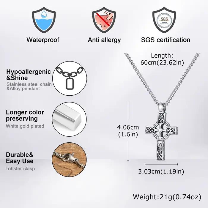 Collier croix à nœud celtique nordique pour hommes, collier pendentif en métal Viking rétro, bijoux Punk cadeaux pour lui garçons