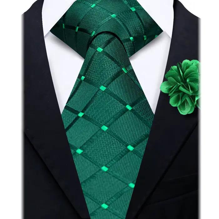 Ensemble cravate et broche florale de luxe pour homme, cravate unie, gravatas pour mariage, fête, vin, noir, bleu, homme