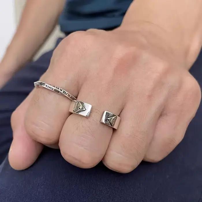 Anneau en cuivre Oeil d'Horus vintage pour hommes et femmes, symbole de sagesse et de protection, bijou rock punk et motard pour occasions spéciales