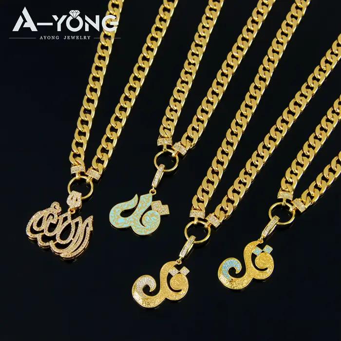 Collier à breloques mode musulmane arabe plaqué or 21 carats, chaînes à pendentif en zircone, mode dubaï, Oman pour femmes, bijoux cadeaux de fête