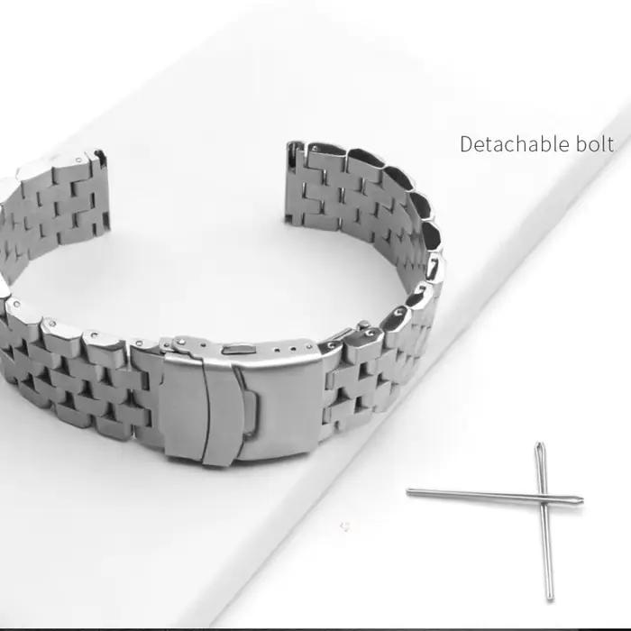 Bracelet en acier inoxydable massif, 20mm 22mm 24mm, Bracelet de remplacement pour montre intelligente, pour hommes d'affaires, outil métallique
