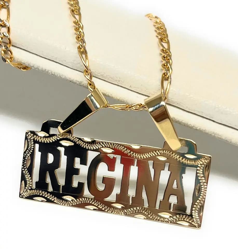 Collier avec nom personnalisé pour femmes, bijoux en acier inoxydable plaqué or 18 carats, pendentif