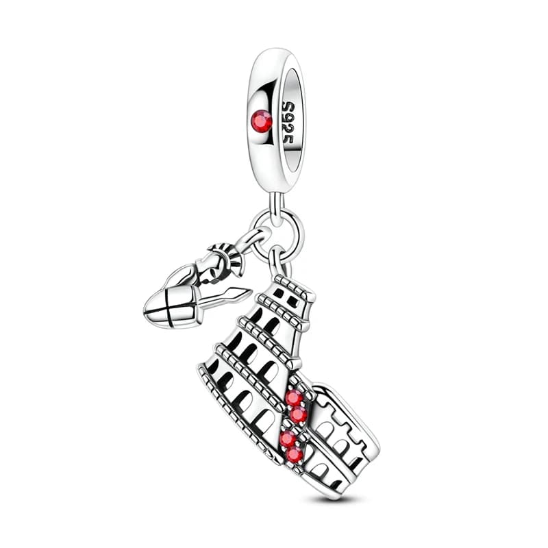 Pendentif breloque en argent sterling 925, série bâtiments emblématiques, compatible bracelet DIY, b